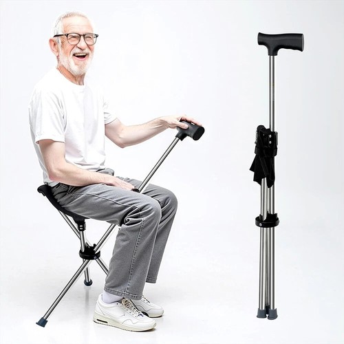 Folding walking stick seat - walking,